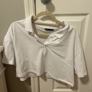 Cropped White Zara Polo